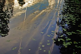 河,反射,天空