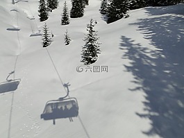 滑雪纜車,影子,升降椅