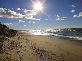 海灘,太陽,沙