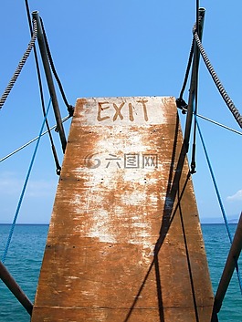 退出,船,海