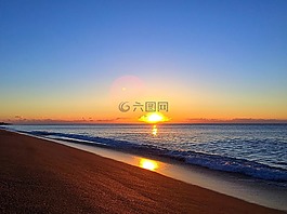 黎明,太陽,海灘
