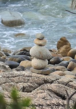 石頭平衡,海灘,澳大利亞