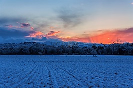 冬天,日落,雪
