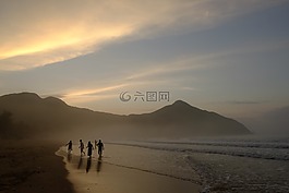 朝霞,晨光,海邊