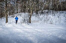 慢跑,冬季,雪