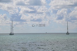 mar,加勒比海,小船