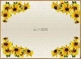 賀卡,黃色花,邊緣