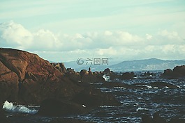 景觀,水平,海