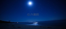 海灘,夜,月亮