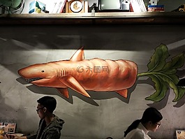 胡蘿卜,彩繪,鯊魚
