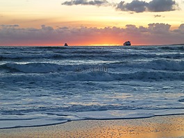 海,海灘,船