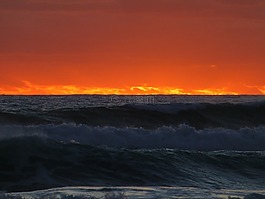 日落,海,海灘