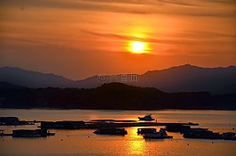 日落,海,船舶