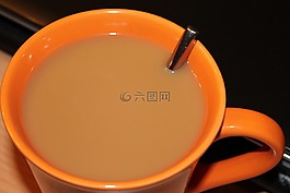 杯,咖啡,勺子