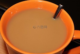杯,咖啡,勺子