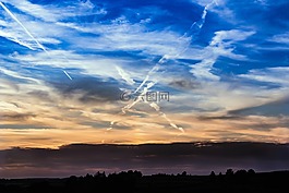 日落,天空,云