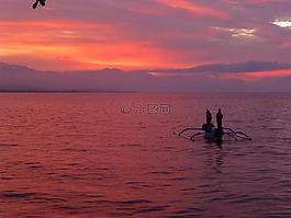 菲舍爾,印度尼西亞,夕陽大海