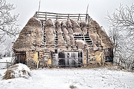 冬天,雪,老
