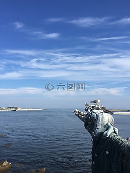 海邊,藍天白云,大海