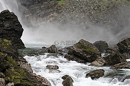 瀑布,霧,景觀