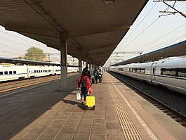 火車,行李箱,女孩