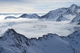 雪,山,冬季