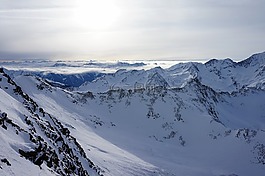 雪,山,冬季