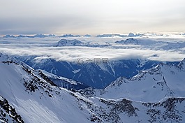 雪,山,冬季