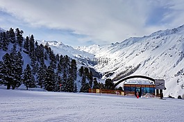 雪,山,冬季