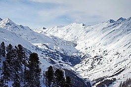雪,山,冬季