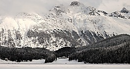 雪,山,冬天