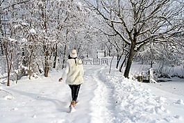 女孩,雪,白