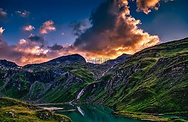 奧地利,山,谷