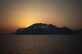 日落,海灘,海