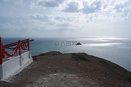 海,日落,海灘