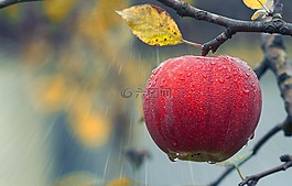 蘋果,水果,雨