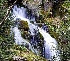 瀑布,河,水