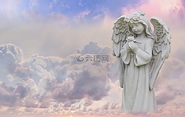 天空,天使,雕像