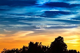 日落,天空,云