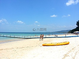 海滩,白色的沙滩,泰国