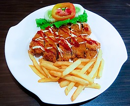 食品,雞肉,炸薯條