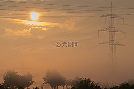 早上,霧,日出