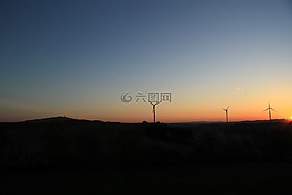 風(fēng)車(chē),日落,天空