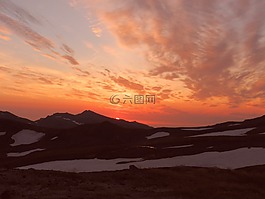 山,晚上,谷