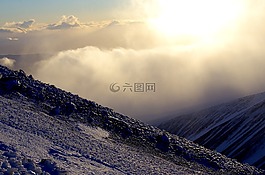 火山,山,晚上