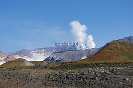 火山,爆發,蒸氣排放