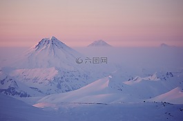 火山,山,晚上