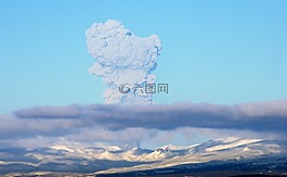 火山,爆发,一个羽毛的灰
