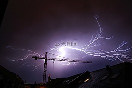 雷暴,閃光,起重機(jī)