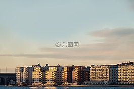 建筑物,日落,城市
